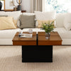 Mid-century modern square coffee table with walnut veneer top and sturdy base, perfect for living room storage and.