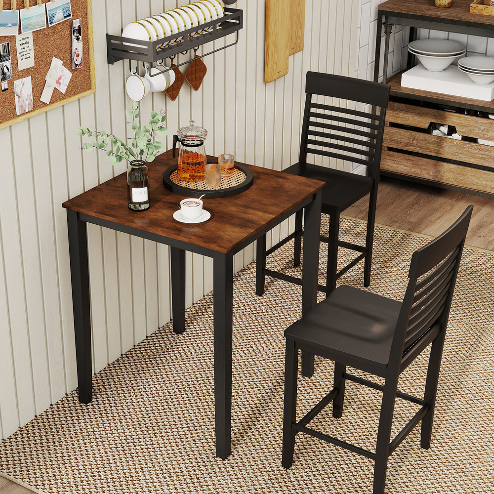 Square Dining Table with Solid Wood Frame for 4-Person-Black - Gallery View 1 of 10