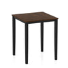 Square dining table with solid rubber wood frame in black, featuring a spacious tabletop for meals and gatherings.