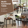 Square dining table with solid rubber wood frame, showcasing elegant wood grain, perfect for dining rooms and kitchens.