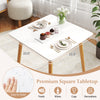 Square dining table with a 23.5" x 23.5" white waterproof surface, perfect for small spaces and easy to clean.