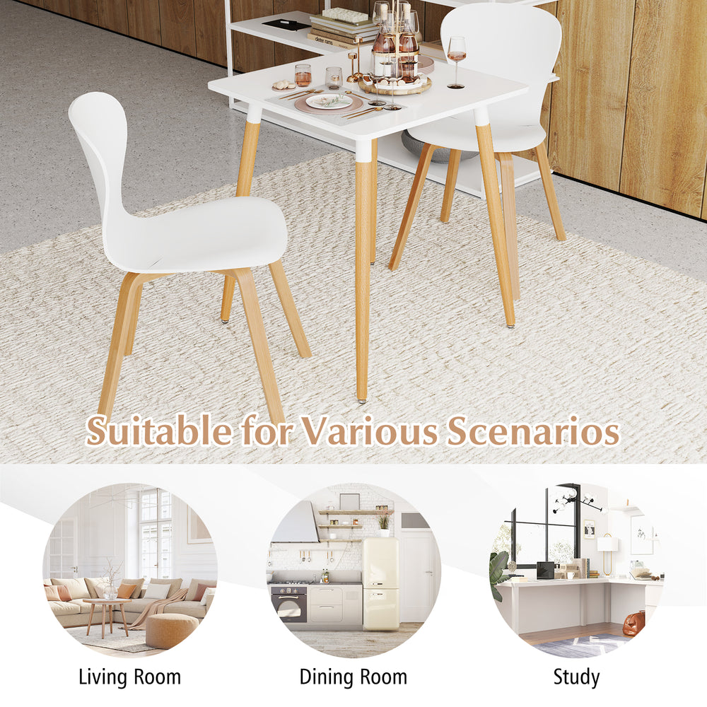 Square dining table with adjustable foot pads, 23.5" x 23.5", durable white finish, ideal for small dining spaces.