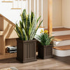 Set of 2 brown square plastic planters with drainage holes, perfect for indoor or outdoor flower display.