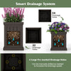 Square brown plastic planter set showing 32 and 24 drainage holes, ideal for indoor and outdoor flower display.