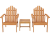Stackable Adirondack chair set of 2 in natural wood finish with a matching side table for outdoor relaxation.