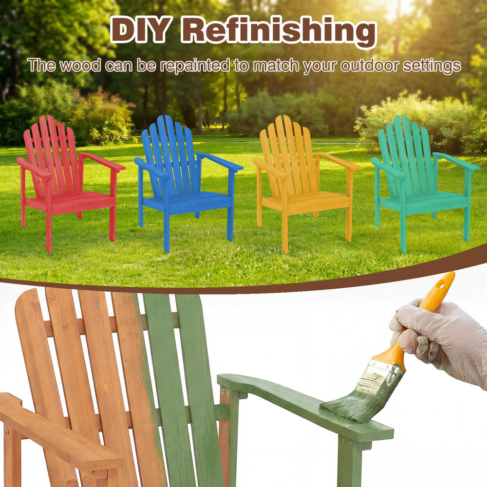 Stackable Adirondack chair set of 2 in various colors, showcasing DIY refinishing with paint for outdoor settings.