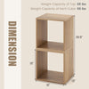 Stackable bookcase featuring two cubes in natural engineered wood, ideal for living room or study storage solutions.