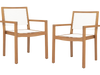 Stackable Outdoor Dining Chair Set of 2 with Acacia Wood Frame