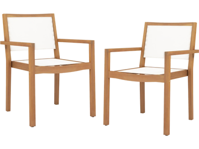 Costway Stackable Outdoor Dining Chair Set of 2 Acacia Wood Frame 85634712 New