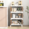 Stackable storage bins with magnetic doors and lockable casters provide versatile organization for kitchen essentials.
