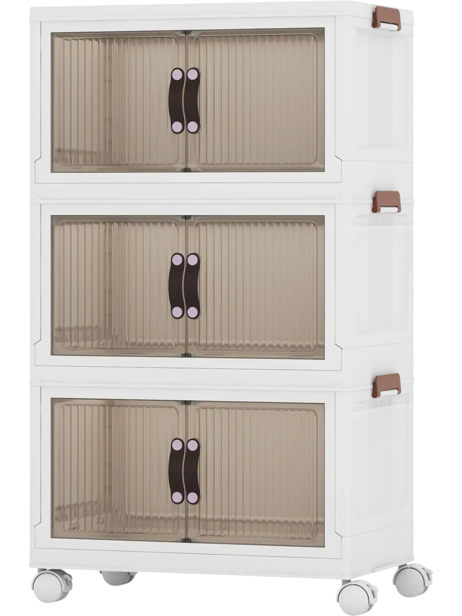 Costway Stackable Storage Bins w/ Magnetic Doors Lockable Casters 84153962 New