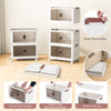 Stackable 25.5/60 Gal storage boxes with magnetic doors, lockable casters, and side buckles for secure organization.