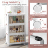 Stackable storage bins with magnetic doors and lockable casters provide versatile organization and easy mobility for any space.