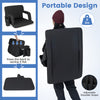 Black stadium seat with back support, 6 adjustable positions, lightweight design, and side cup holder for bleachers.