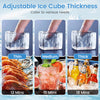 Adjustable ice cube thickness settings for the Stainless Steel Commercial Ice Maker, producing up to 110 lbs of ice.