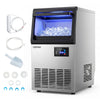 Stainless steel spray ice maker with 30 lbs storage capacity, efficient ice production, and control panel for easy use.