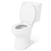 Standard toilet with 17.5" ADA comfort height seat, elongated bowl, and dual flush design for enhanced bathroom comfort.