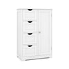 Standing indoor wooden cabinet in white with slatted front drawers and adjustable shelf, perfect for versatile storage.