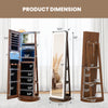 Dimensions of the standing jewelry cabinet with LED lights, showcasing its full-length mirror and versatile storage.