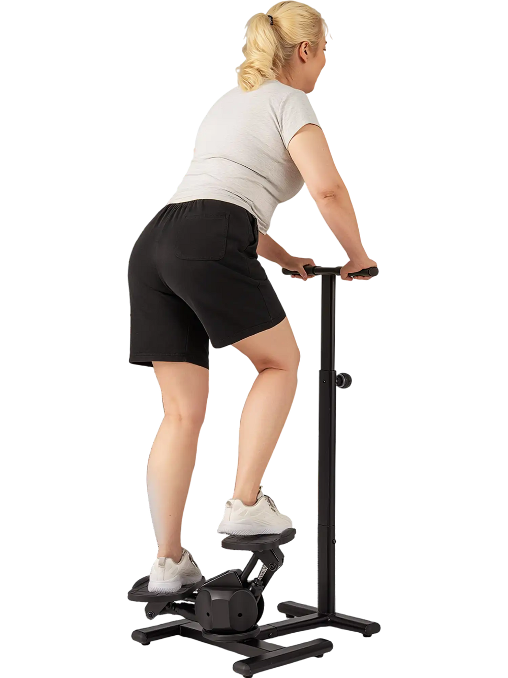 Twist stair stepper with adjustable handlebar and LCD display, ideal for low-impact home workouts.