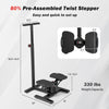 Twist stair stepper with adjustable handlebar, anti-slip pedals, and LCD display for home or office workouts.