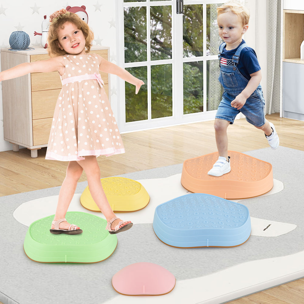 Stepping Stones for Kids 5 PCS Non-Slip Balance Stones with Storage Bag-Macaron - Gallery View 1 of 10