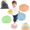 Colorful non-slip balance stones for kids, ideal for play and coordination, with a convenient storage bag.
