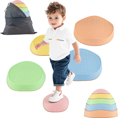 Costway Kids Non-Slip Balance Stepping Stones 5 PCS with Storage Bag 75781031 New