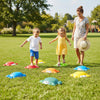 Colorful non-slip toddler stepping stones arranged on grass, promoting balance and motor skills during outdoor play.
