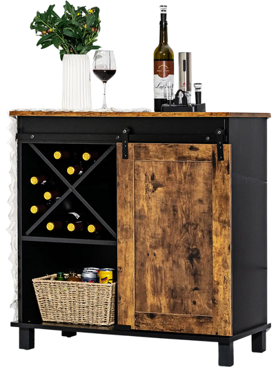 Costway Industrial Storage Cabinet Sliding Barn Door Rustic Brown 76814503 New