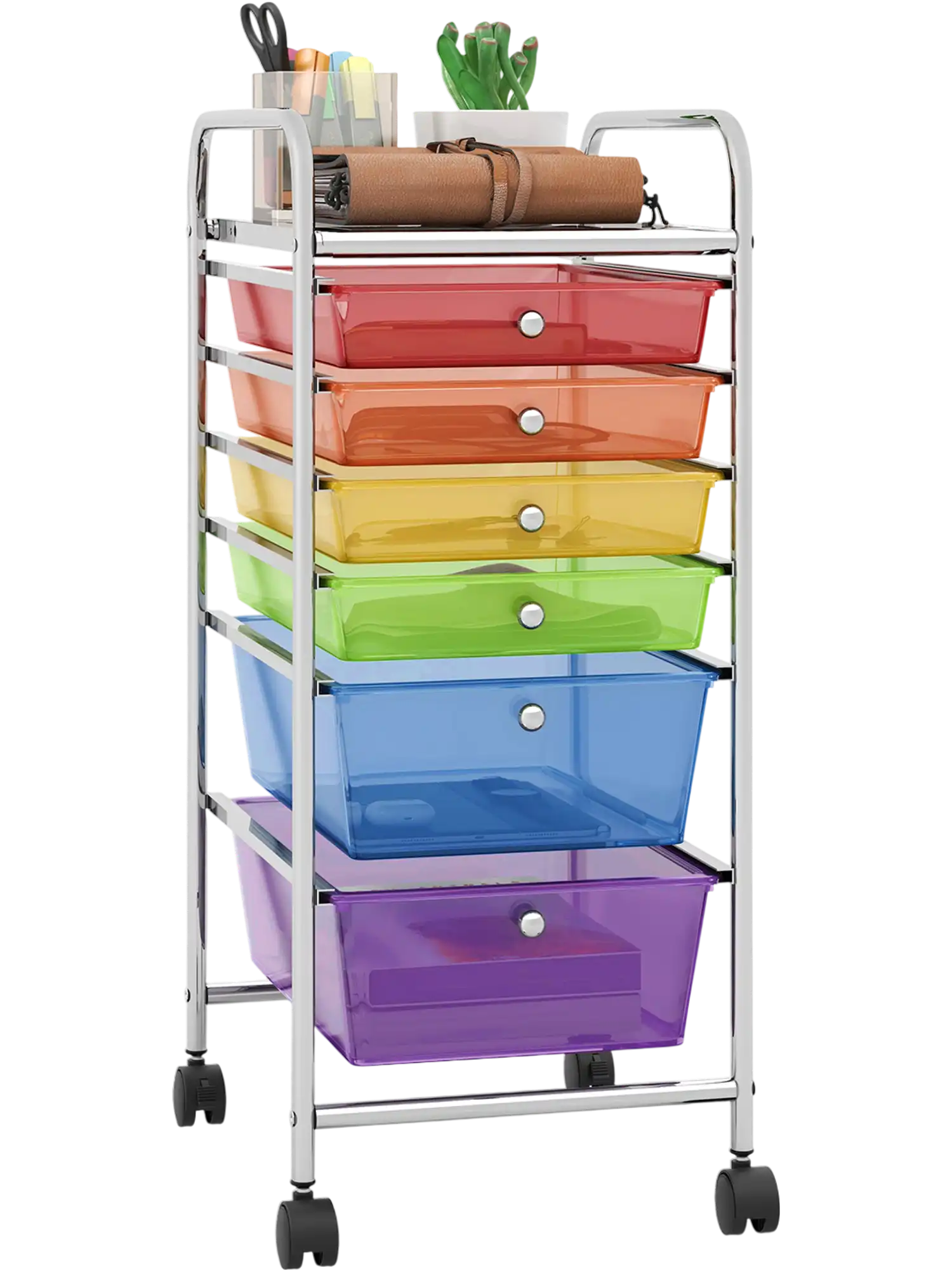 Costway 6-Drawer Rolling Storage Cart Organizer File Cabinet 25048369 New