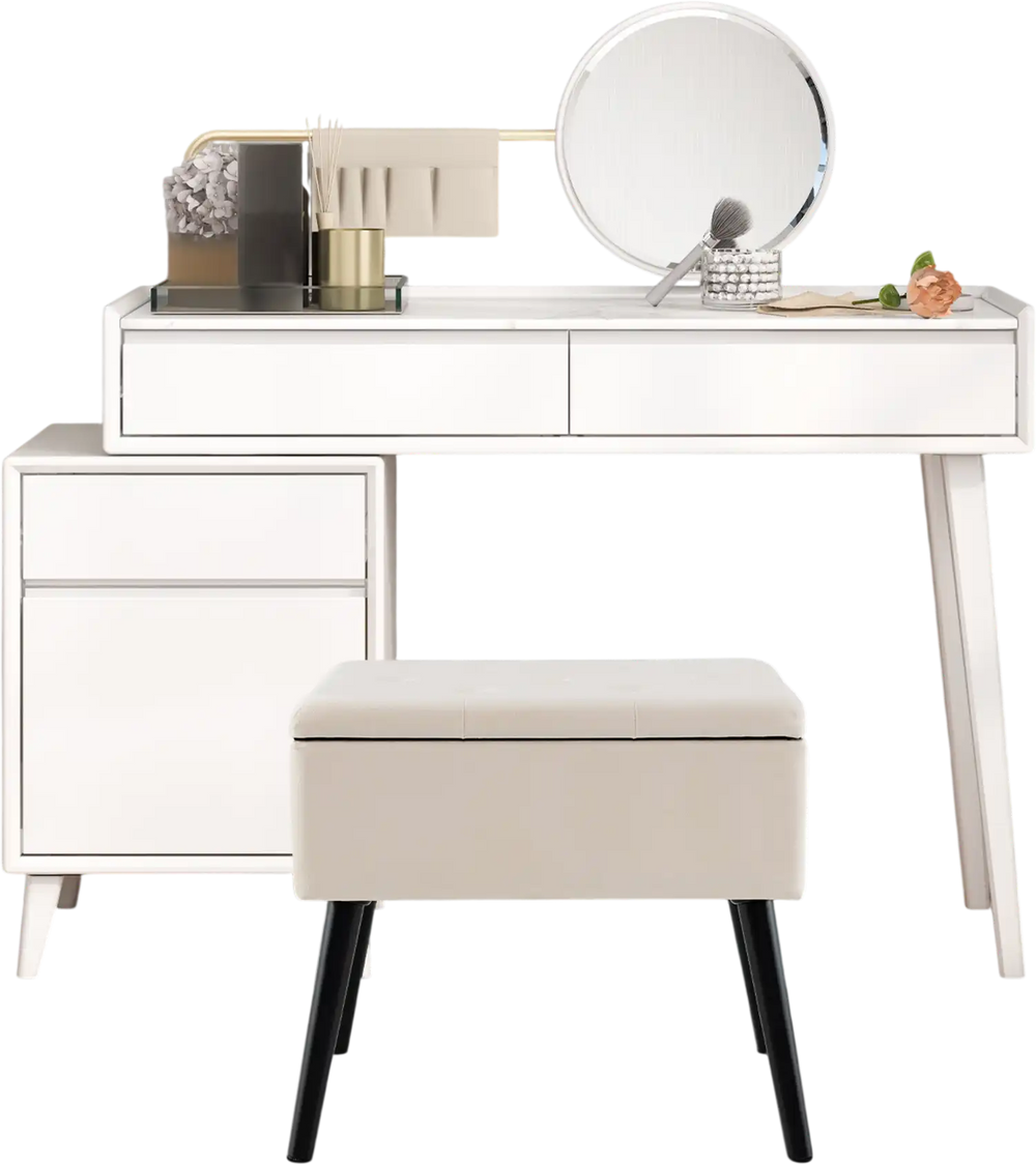Beige velvet storage ottoman with solid wood legs, multifunctional design for seating and storage in living room or.