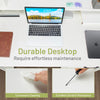 Study laptop table in white with a spacious 41.5” x 22” desktop, pull-out keyboard tray, and durable scratch-resistant.