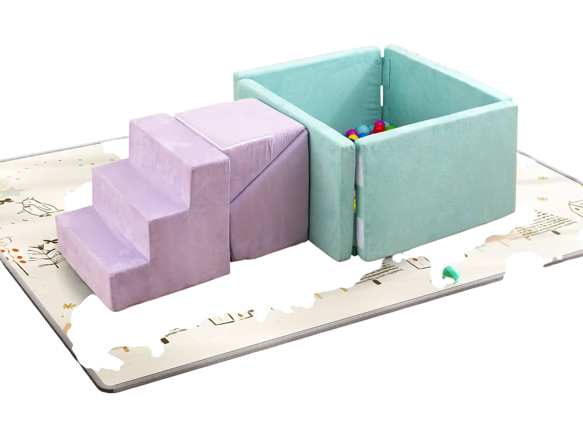 Costway 3-in-1 Suede Fabric Soft Play Foam Climbing Blocks for Toddlers Purple 629378415 New