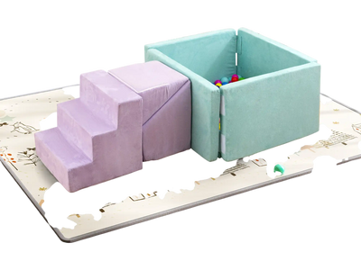 Costway 3-in-1 Suede Fabric Soft Play Foam Climbing Blocks for Toddlers Purple 629378415 New
