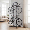 Adjustable bike storage rack with vertical stand for 4 bikes, featuring heavy-duty carbon steel and removable arms.