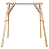 Heavy duty wooden swing frame with A-shaped design, reinforced bars, suitable for backyard or garden swings.