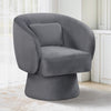 Swivel Accent Chair Upholstered Barrel Chair with Curved Back and Removable Lumbar Pillow-Gray - Gallery View 1 of 9