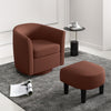 Modern Club Swivel Accent Chair with Ottoman Footrest Curved Backrest-Brown - Gallery View 1 of 10