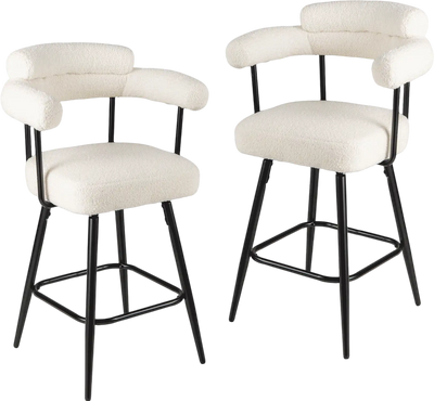 Costway Swivel Counter Height Bar Stool Set of 2 with Curved Back Arms 38820442 New
