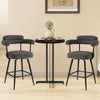 Swivel Bar Stool Set of 2 Counter Height Chairs with Curved Back and Arms-Grey - Gallery View 1 of 10