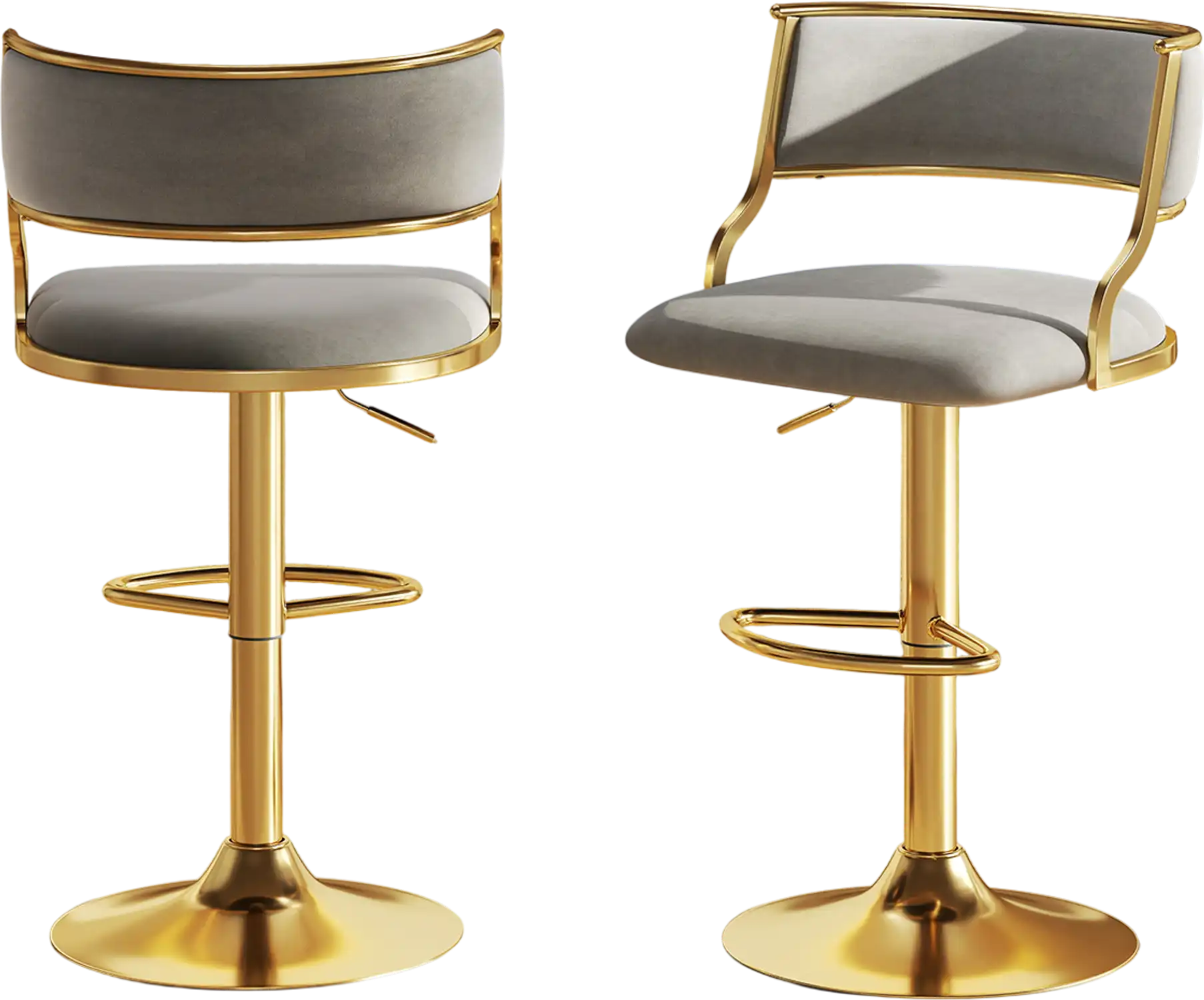 Costway Set of 2 Swivel Dutch Velvet Height Adjustable Bar Stools Grey 148236579 New
