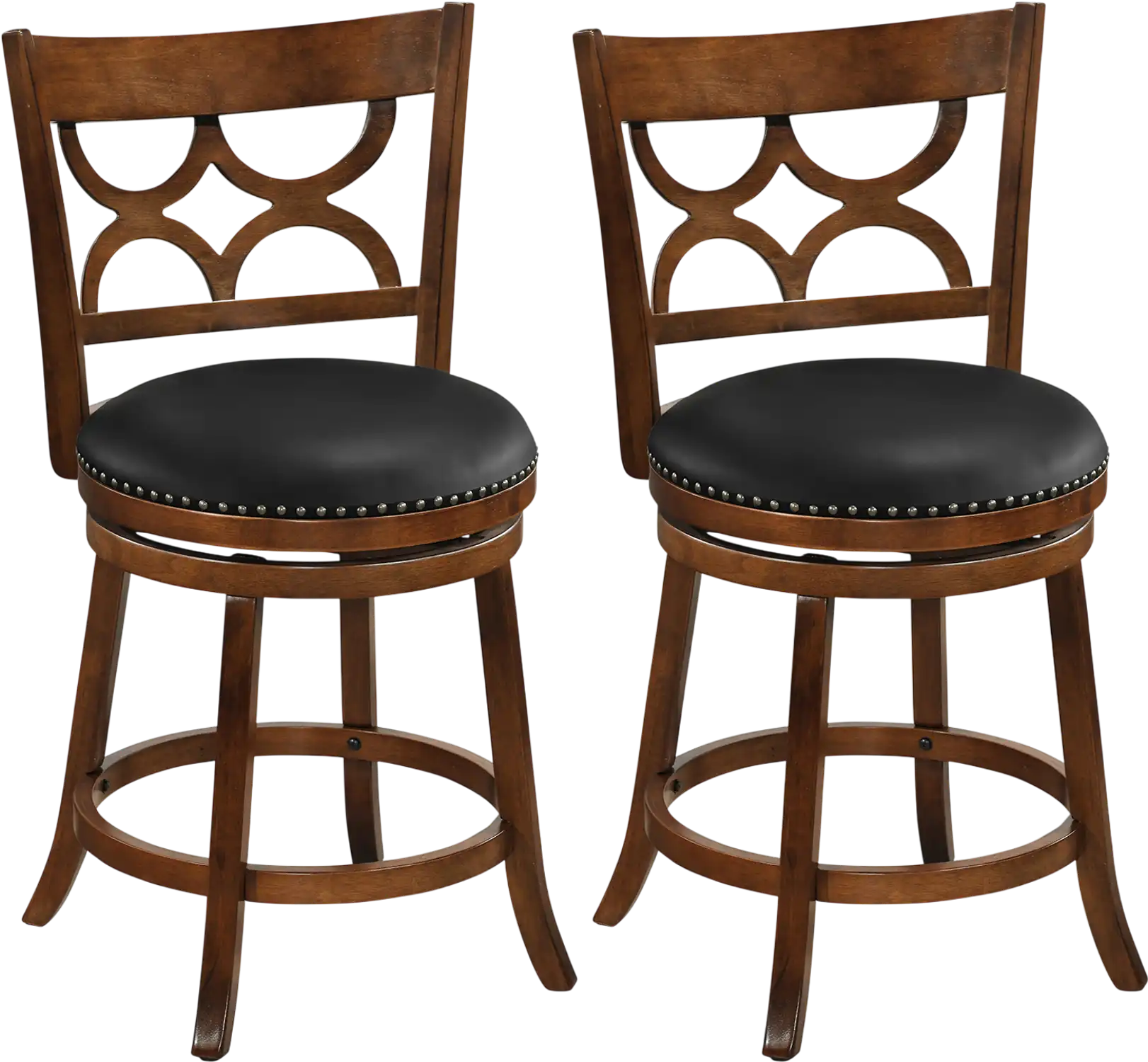 Costway Swivel Bar Stools Set of 2 High Backrest Wood Frame 84922359 New