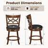 Swivel bar stool set of 2 with high backrest, wood frame, and PVC leather seats for kitchen island seating.