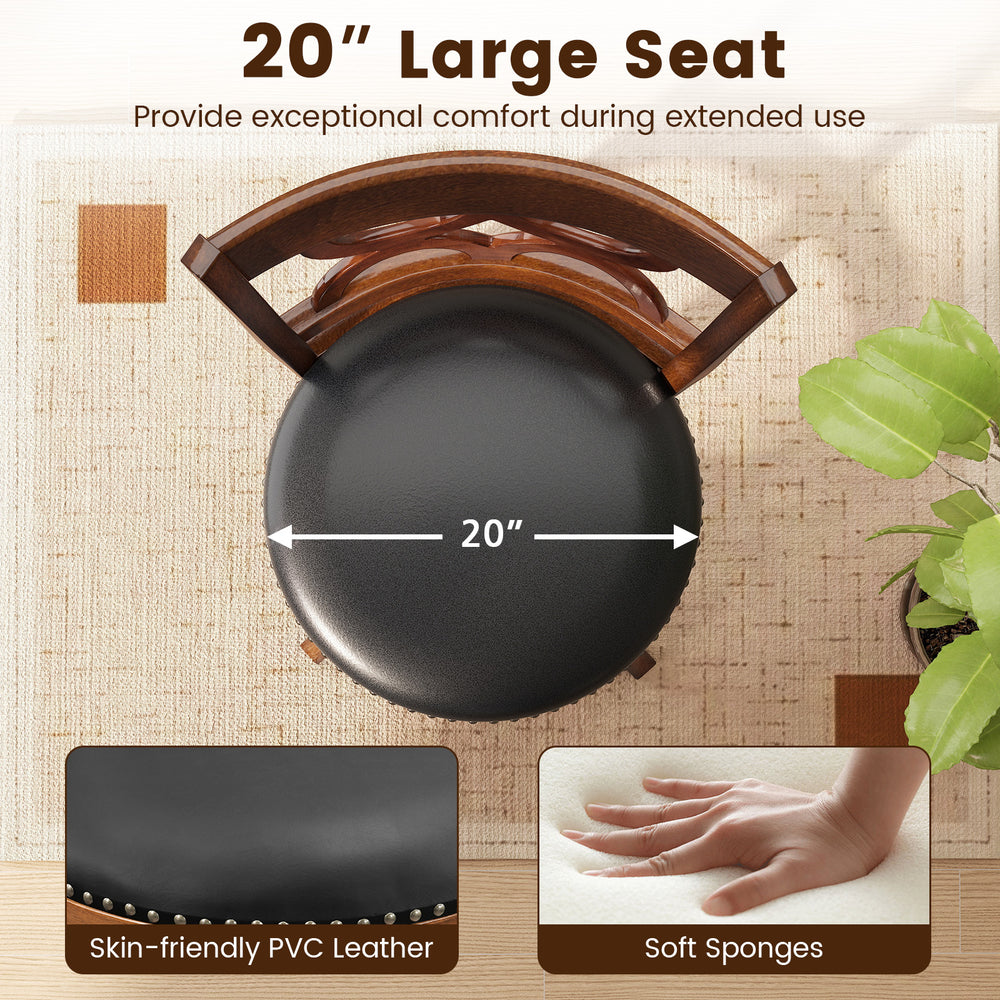 20" swivel bar stool seat with PVC leather and soft sponges, designed for comfort and stability in your kitchen.