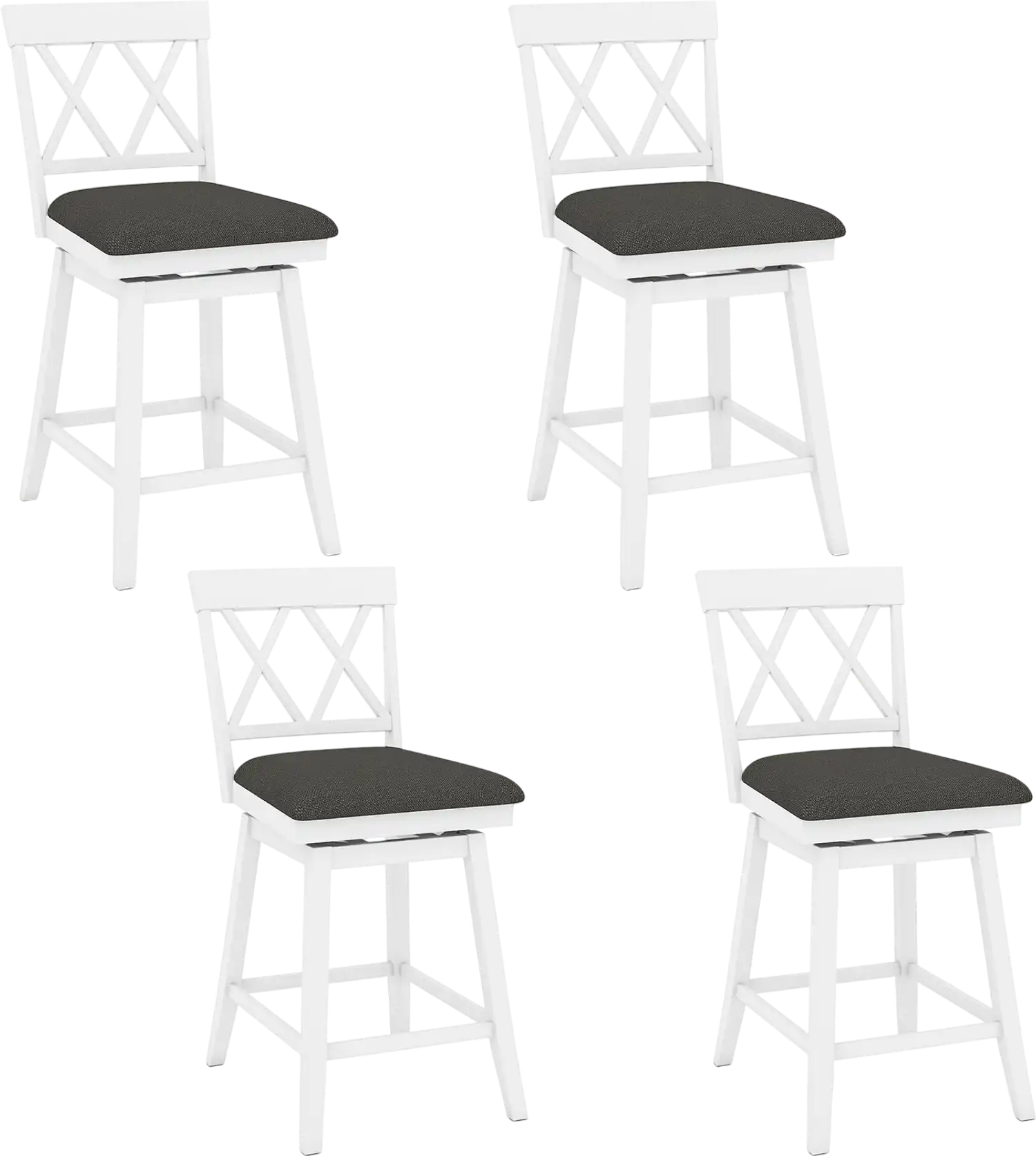 Costway Swivel Counter Height Bar Stools Set of 4 Upholstered Backrest 29805331 New