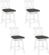 Set of 4 swivel bar stools with backrest and upholstered seat cushions, 24 inches high, ideal for dining and bars.