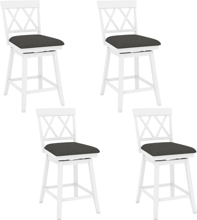 Costway Swivel Counter Height Bar Stools Set of 4 Upholstered Backrest 29805331 New