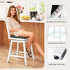 Swivel bar stool with backrest and upholstered seat cushion, featuring a rubber wood frame and integrated footrest for.