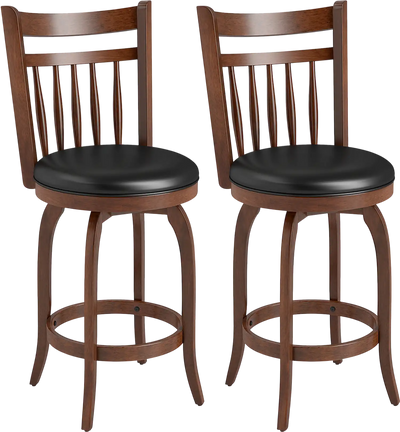 Costway Swivel Faux Leather Upholstered Counter Height Bar Stools Set of 2 34843314 New